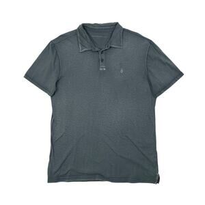 John Varvatos Polo Shirt Mens L Large Slim Fit Grizzly Grey Washed Cotton Slub